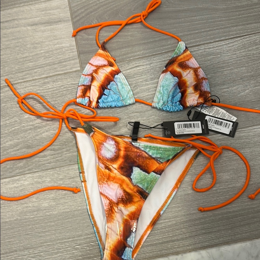 PrettyLittleThing Orange and Multicolor Bikini